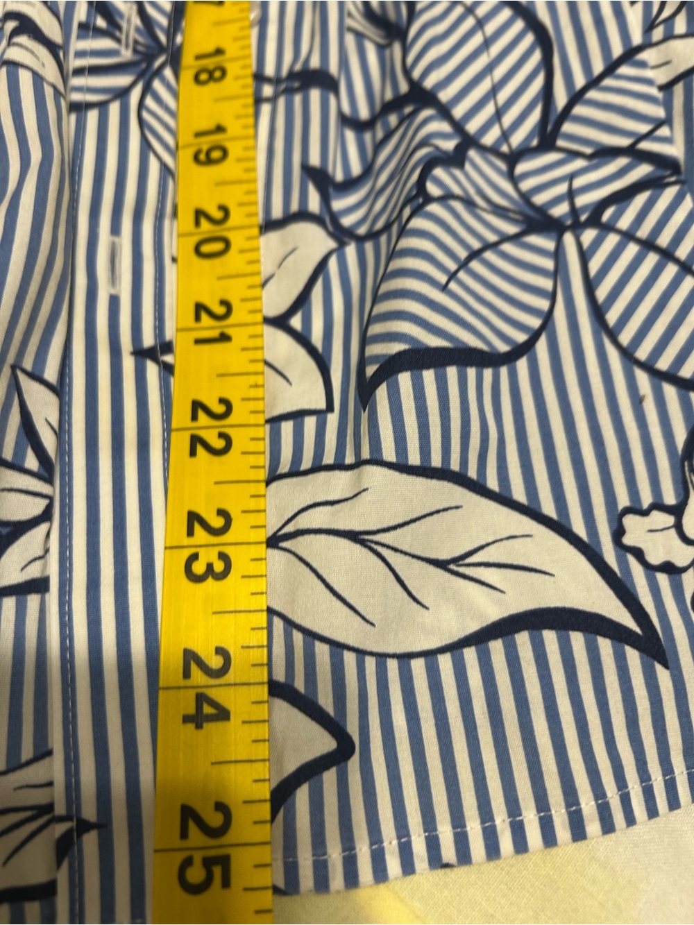 Talbots Blue and White Floral-Stripe Button Down Shirt - Picture 4 of 7